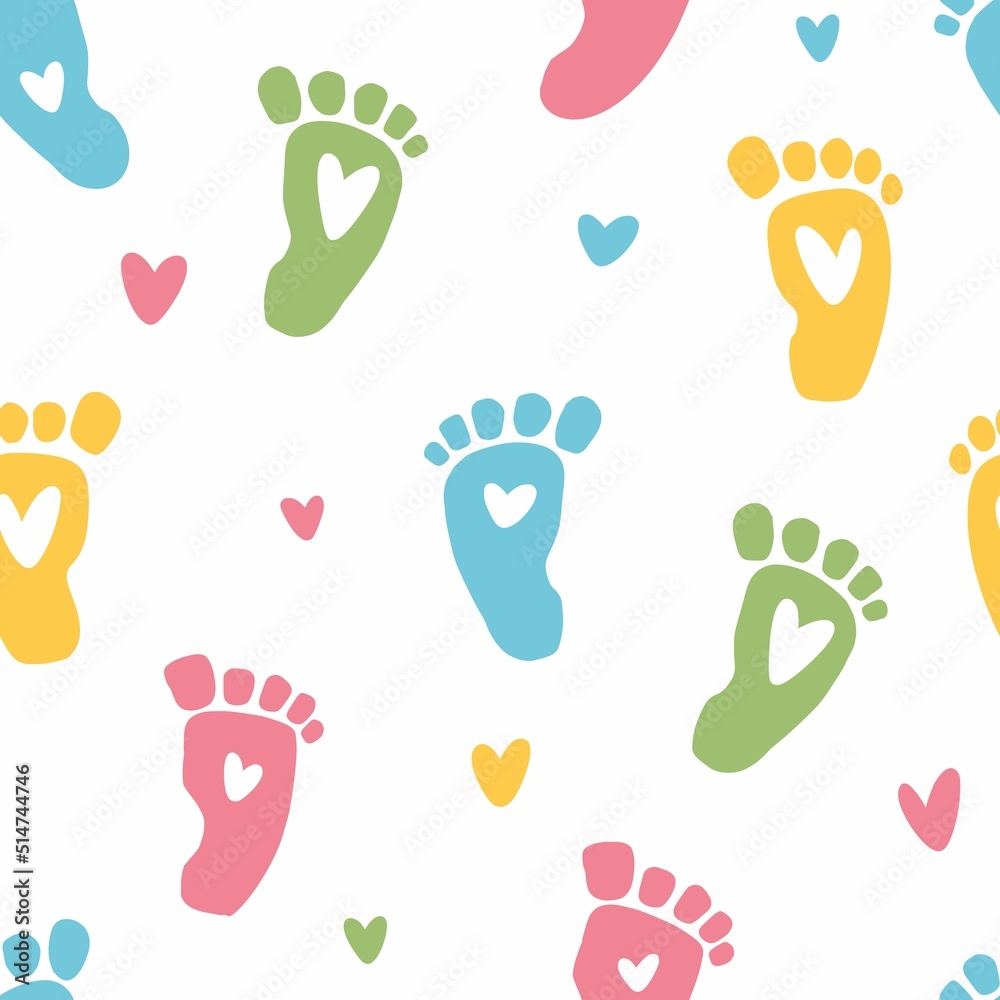 A pattern with footprints drawn by hand A pattern with footprints drawn by hand