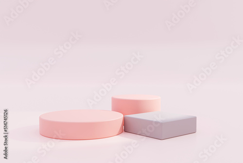 Pastel pink podium empty pedestal product display scene for product placement 3d background