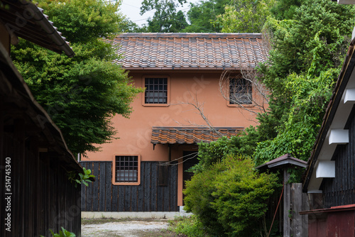 日本の岡山県の吹屋のとても美しい町の風景