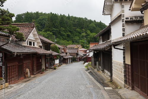 日本の岡山県の吹屋のとても美しい町の風景