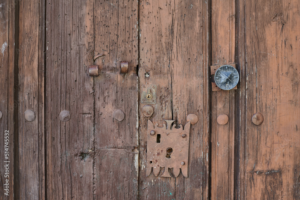 Old, picturesque main front door in mediterranean region house Old, picturesque main front door in mediterranean region house