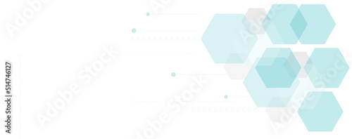 Geometric abstract background with blue and white hexagons. Structure molecule and communication. Science, technology and medical concept. Vector illustration