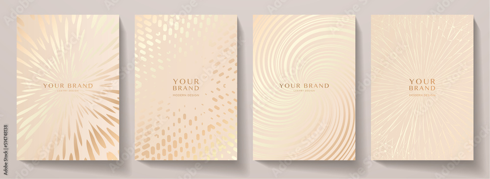 Luxury premium cover design set. Abstract background with gold line ...