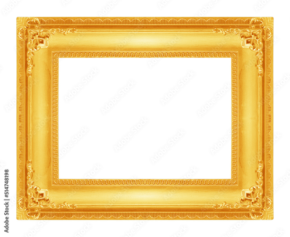 Fototapeta premium golden picture frame isolated on white background