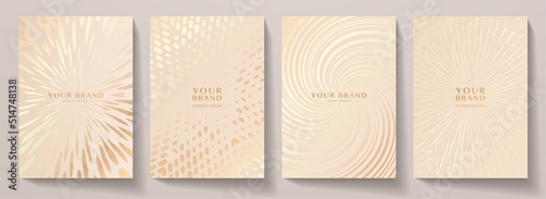 Luxury premium cover design set. Abstract background with gold line pattern. Royal vector template for premium menu, formal invitation, flyer layout, lux invite card