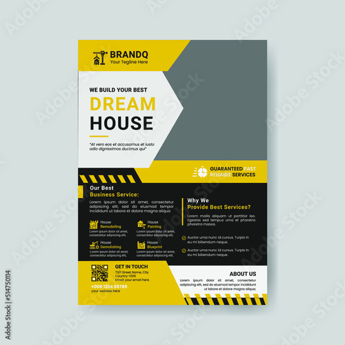Building your own home print | Construction Flyer Design Template 
