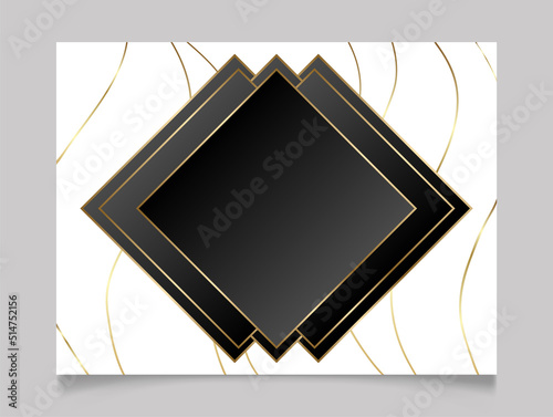 Golden shiny glowing blank frame