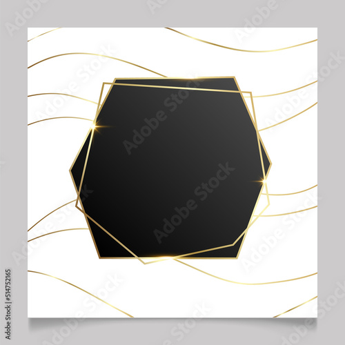 Golden shiny glowing blank frame