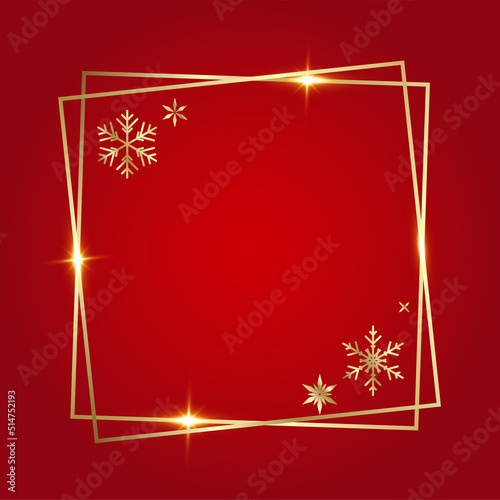 Golden shiny glowing blank Christmas frame