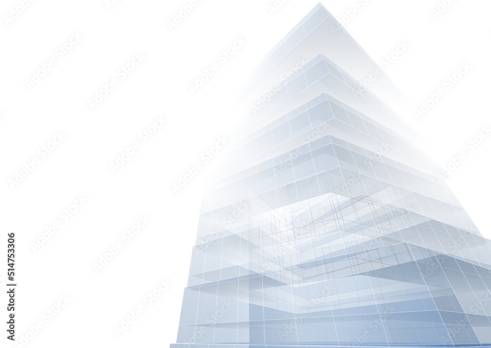 Modern architecture building 3d rendering