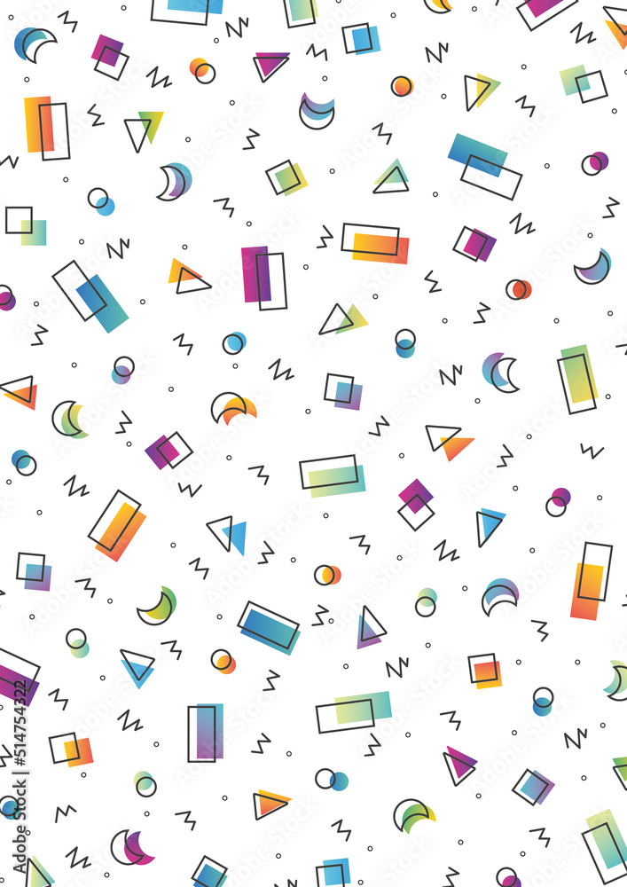 Hintergrund mit geometrischen Figuren im 80er-Stil mit Verlauf Hintergrund mit geometrischen Figuren im 80er-Stil mit Verlauf