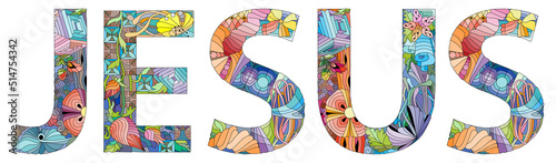 JESUS. Vector zentangle object for decoration