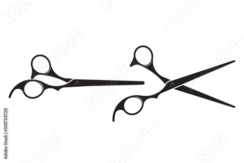 Hairdress barber scissors, professional salon tools. Hairdressing design element.
