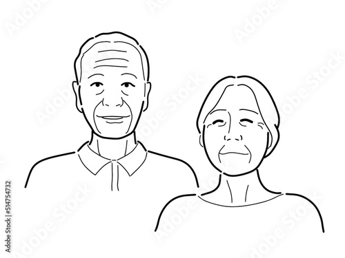シニア世代夫婦　上半身イラスト