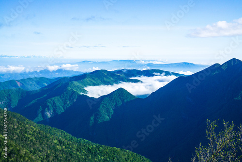 南アルプスの風景　稜線を眺める