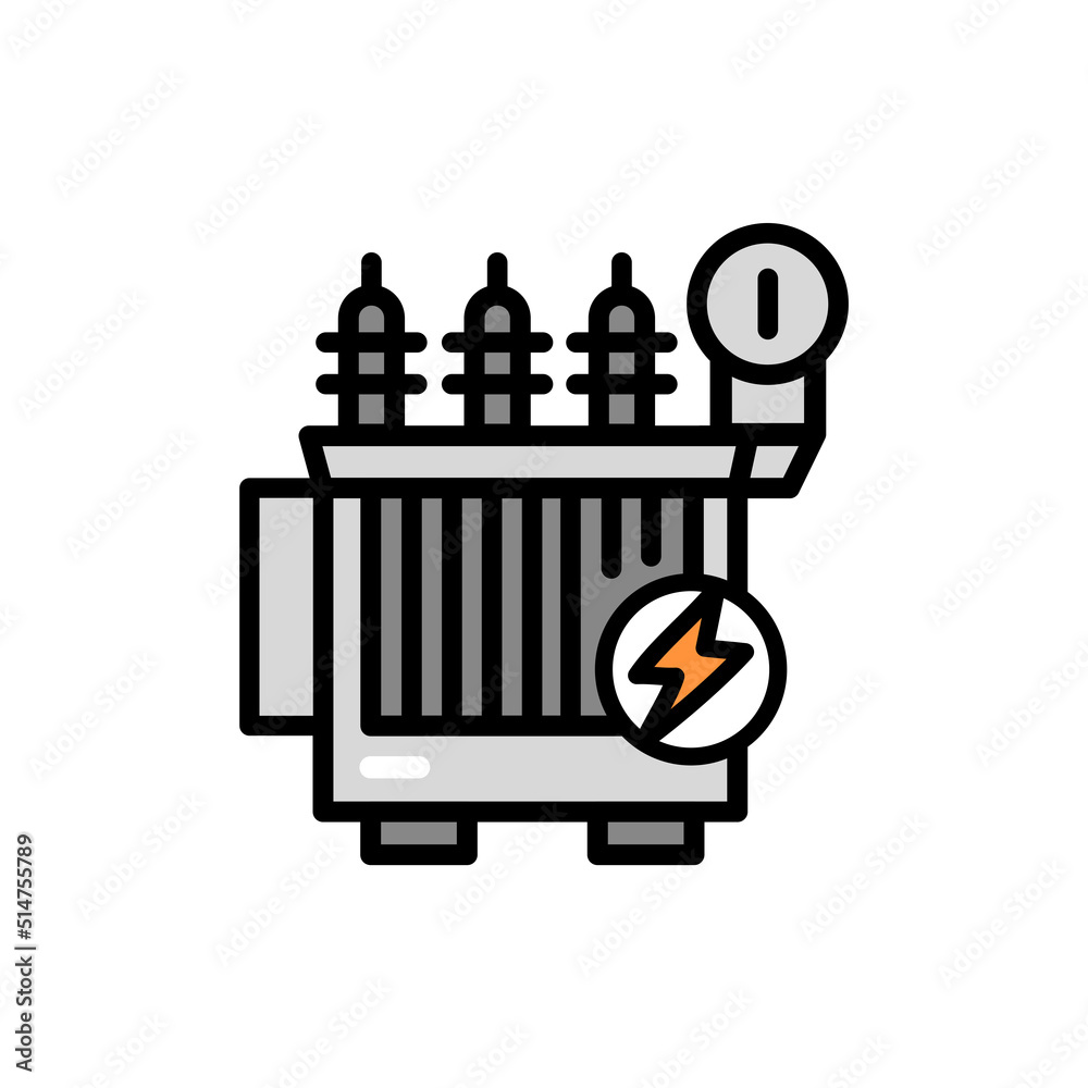 Electrical power transformer olor line icon. Pictogram for web page