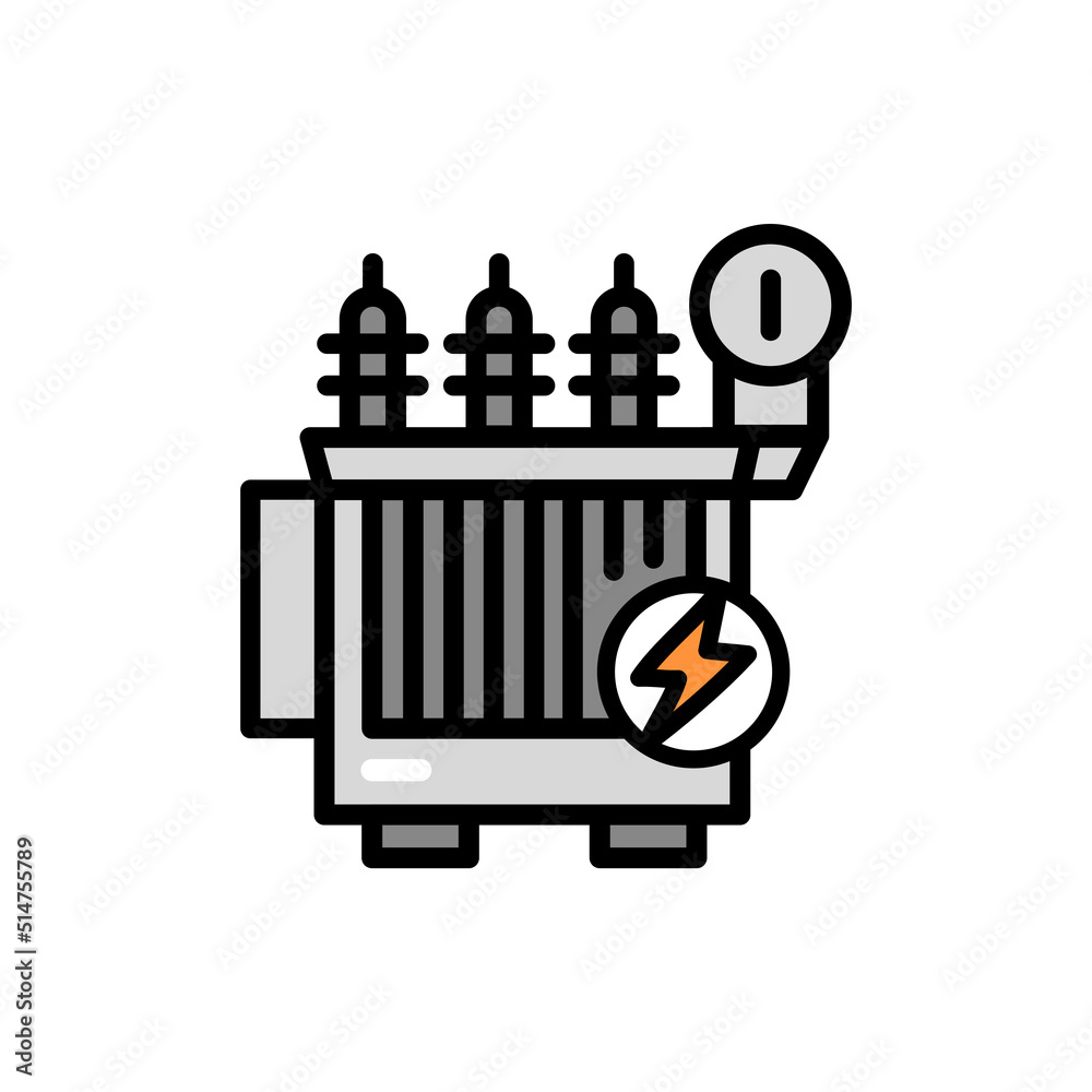 Electrical power transformer olor line icon. Pictogram for web page Electrical power transformer olor line icon. Pictogram for web page