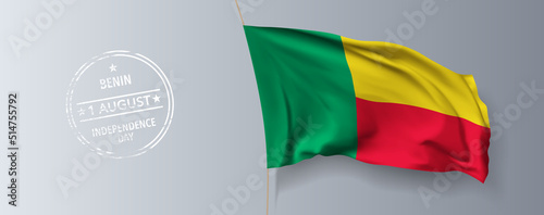 Benin happy independence day greeting card  banner with template text vector illustration