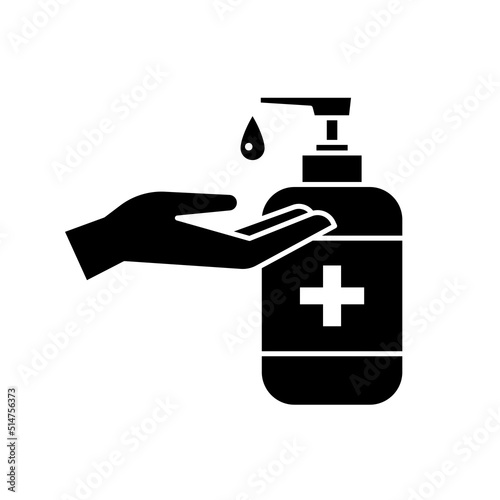 Hand sanitizer wash gel icon symbol, Isolated on white background