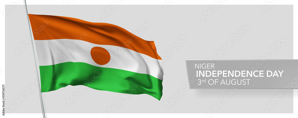 Niger happy independence day greeting card, banner vector illustration