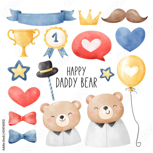 Draw collection daddy bear Father day concept