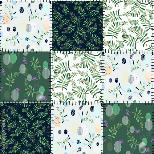 Seamless background floral pattern. Patchwork with patches, country style pattern