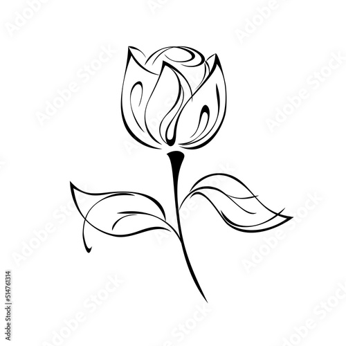 ornament 2374. stylized flower bud on a short stem with leaves. graphic decor