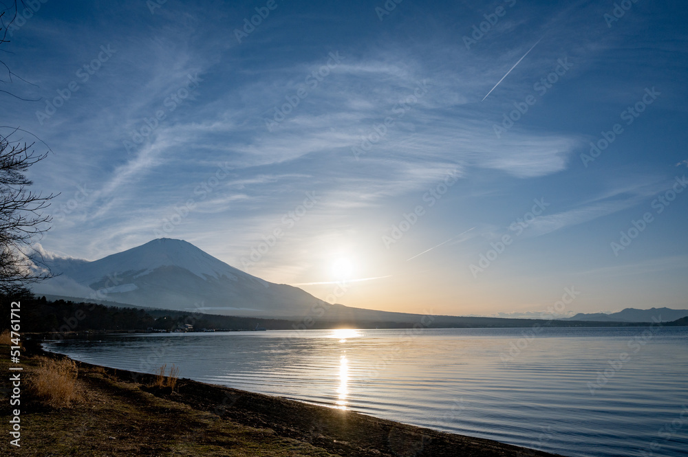 山梨　山中湖と富士山