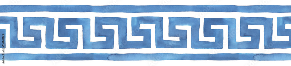 Seamless repeatable border of stylized Greek Key (Meander) pattern in