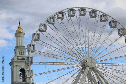 White ferris wheel. Kontraktova Square, Kyiv, Ukraine. photo