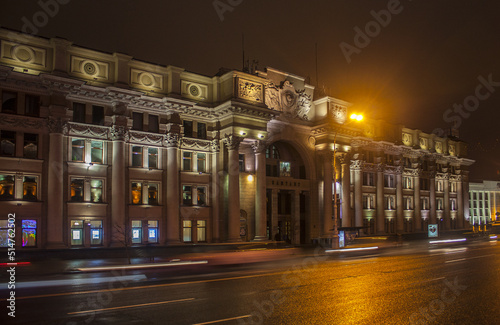 Main Post Office of Minsk at night, Belarus