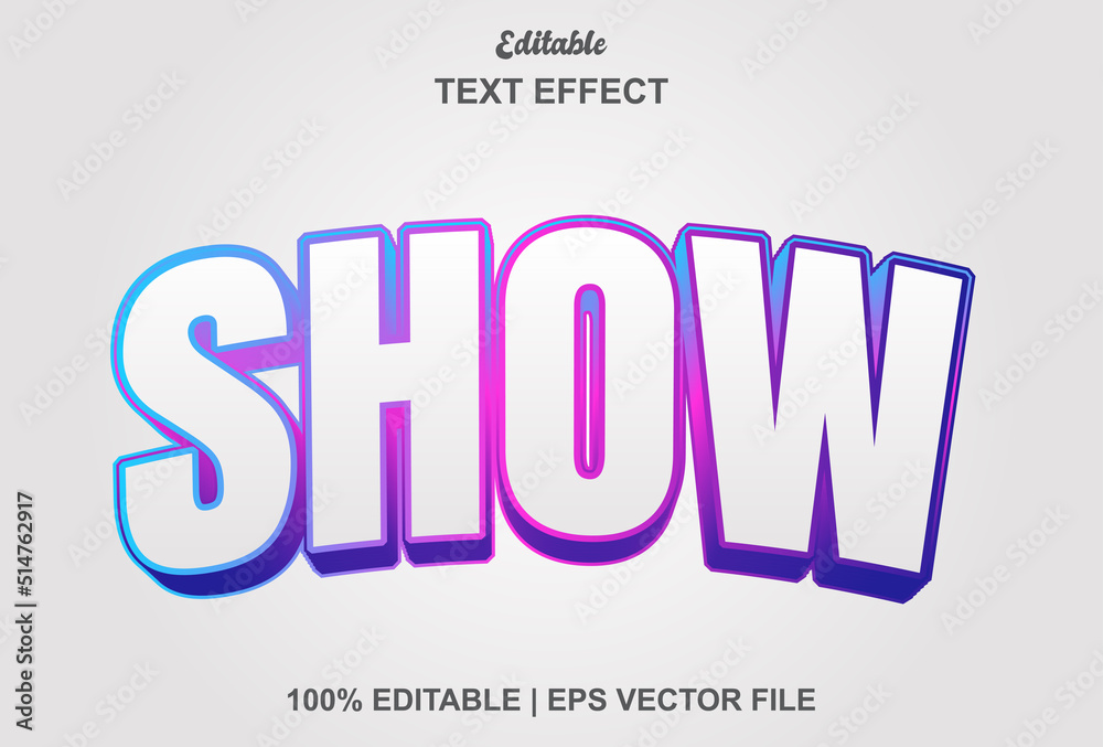 show text effect with white and editable.