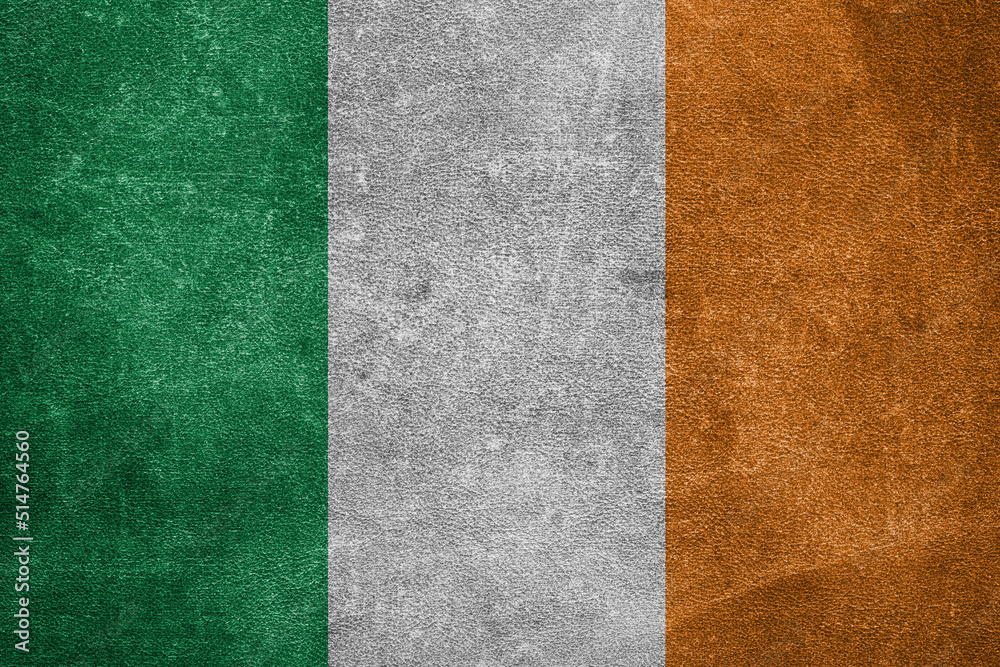 Fototapeta premium Old leather shabby background in colors of national flag. Ireland