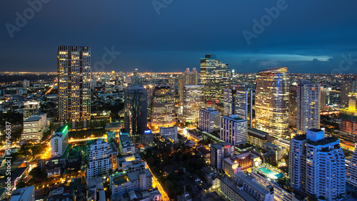 Bangkok Cityscape, Business district with high building at dusk (Bangkok, Thailand) © molpix