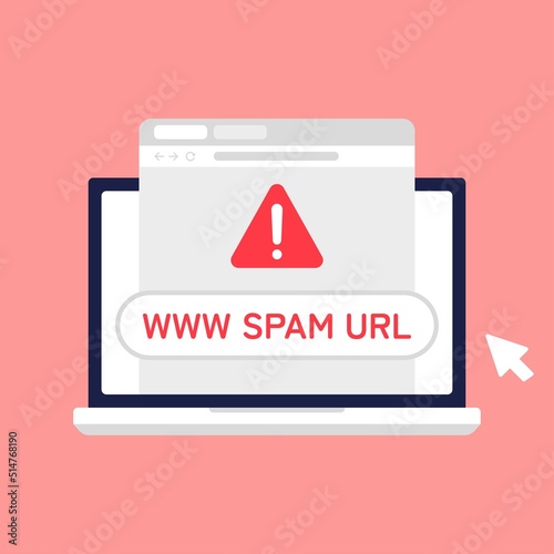 don't click spam URL, suspicious and dangerous hyperlink concept illustration flat design vector eps10. modern graphic element for landing page, empty state ui, infographic, icon