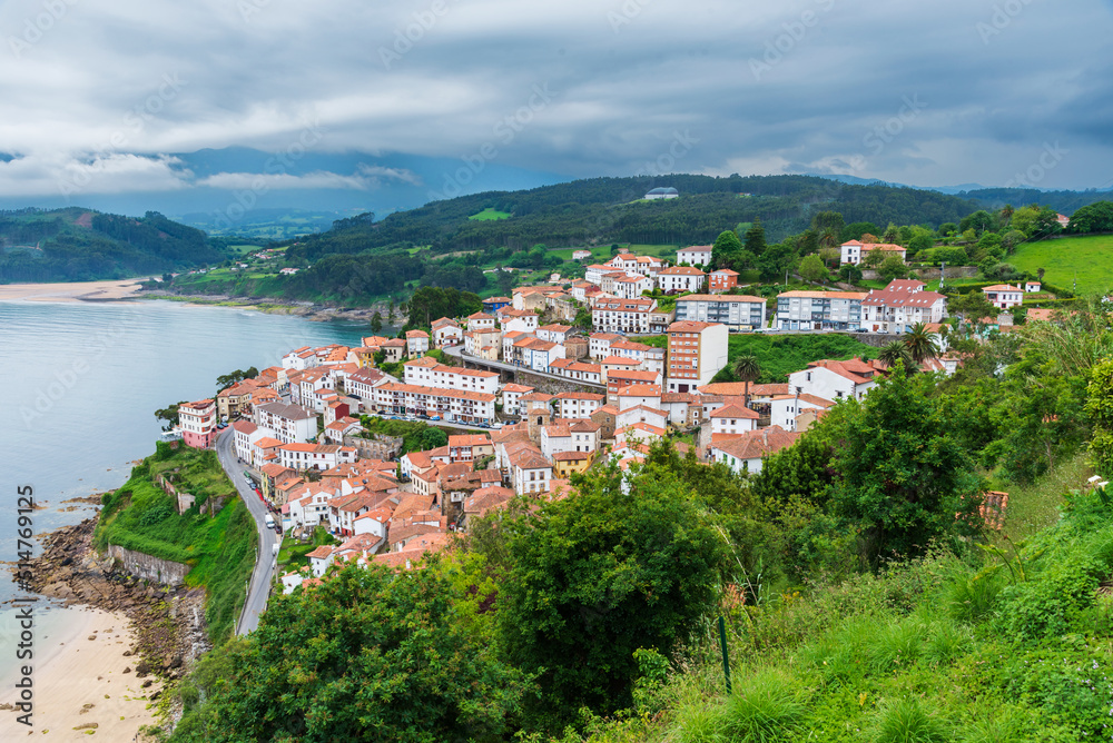 View of Lastres and the Cantabrian Sea from the viewpoint of San Nicolas, Asturias.