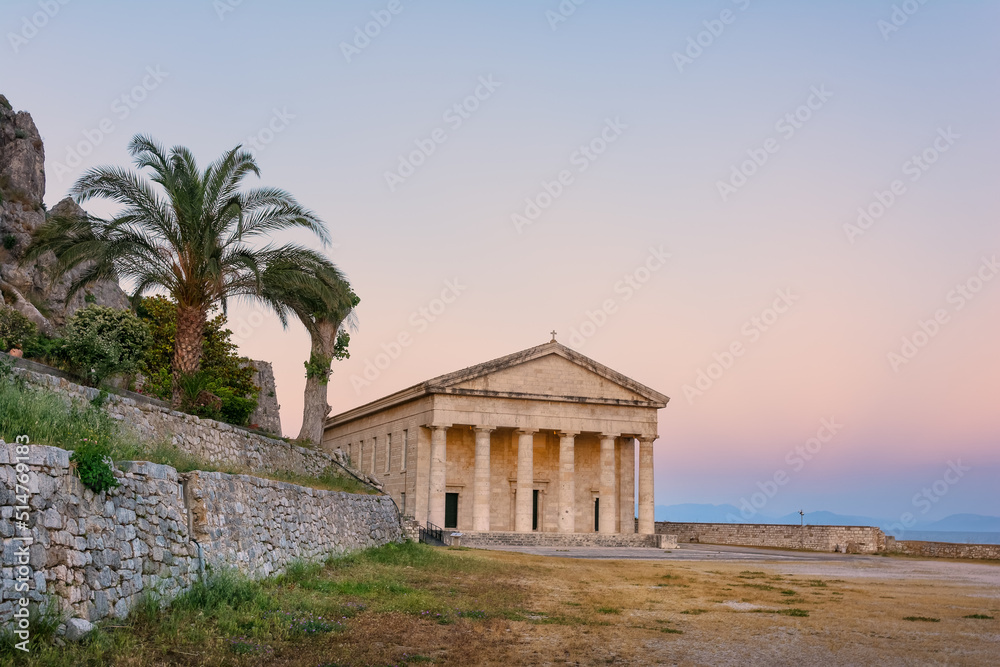 Picturesque St. George's Church in Old Fort in Corfu, Greece