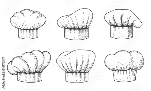 chef hat sketch vintage engraving style