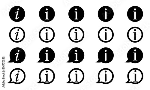 Set of information vector icons. Signs faq  help and support. Symbol - more questions. Web button or pictogram. 