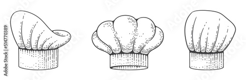 chef hat sketch vintage engraving style