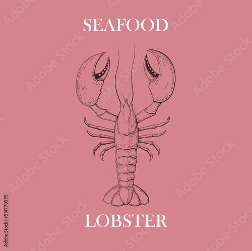 lobster sea food design template engraving