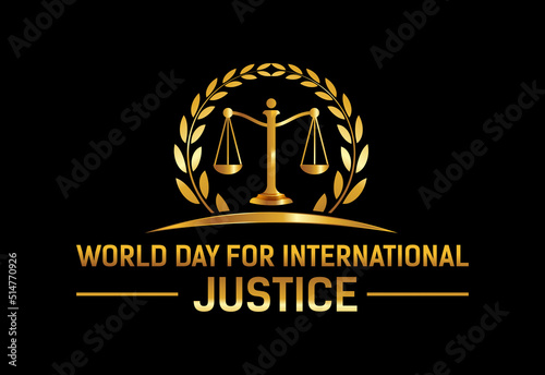 Fotografie, Obraz World Day for International Justice, 3d justice hammer and scales
