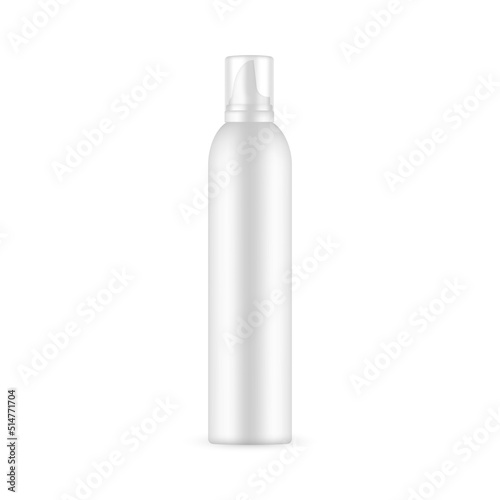 Plastic Cosmetic Bottle for Mousse or Foam, Isolated on White Background. Vector Illustration