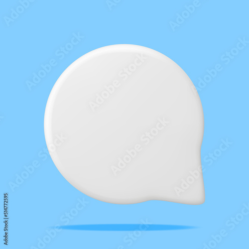 3D White Blank Speech Bubble Isolated. Rendering Chat Balloon Pin. Notification Shape Mockup. Communication, Web, Social Network Media, App Button. Realistic Vector Illustration