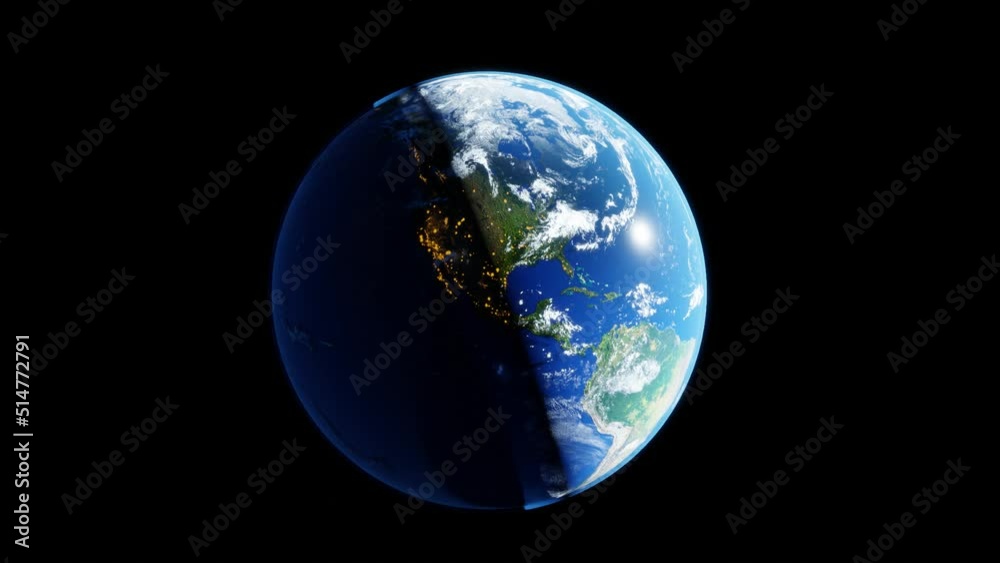 3D rendering Planet earth, day and night. America continent with night lights 3D rendering Planet earth, day and night. America continent with night lights