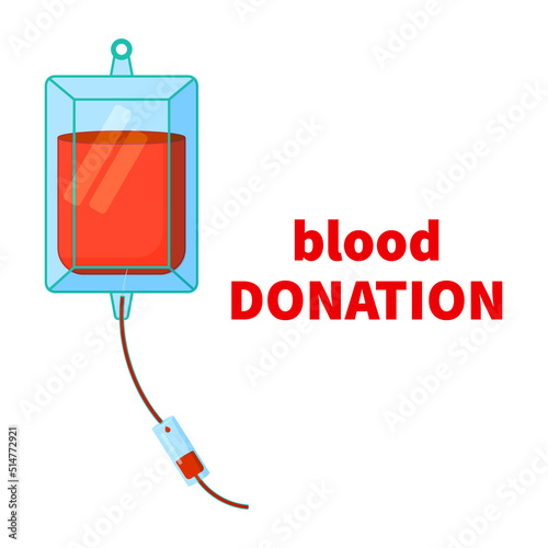 Close-up of a blood transfusion system on a white background. Vector illustration