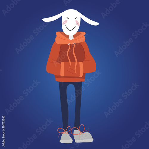 Print. Hare in sportswear