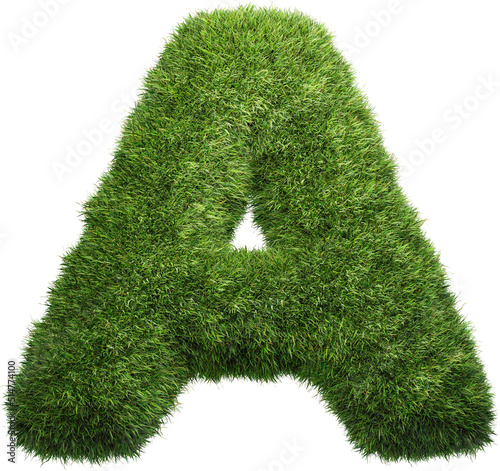grass letter A isolated on white background