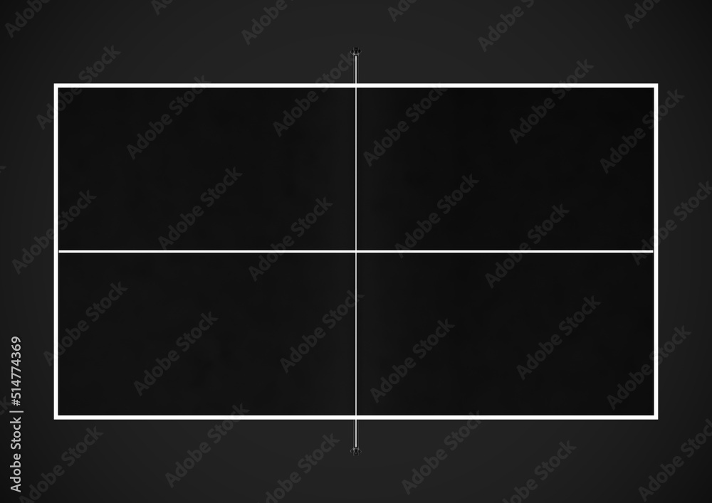 Table tennis table overhead view in black and white Table tennis table overhead view in black and white