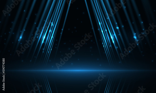 Abstract luxury background with blue light rays. Abstract awards scene concept design. Vector illustration